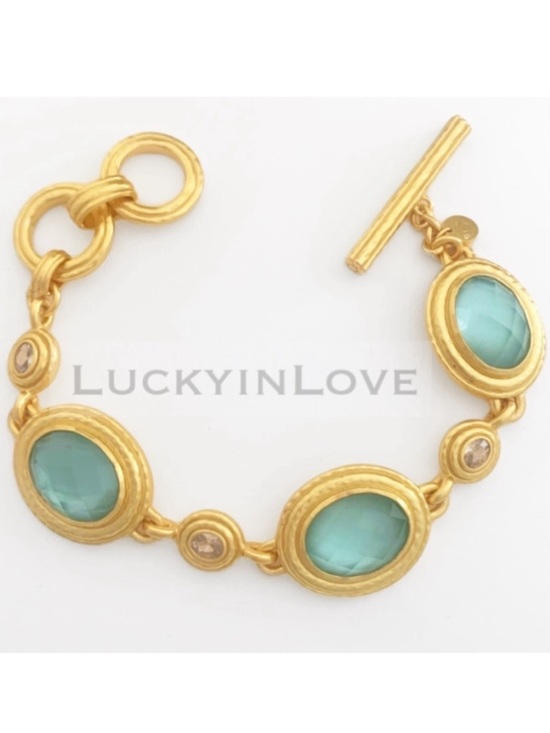 Julie Vos Jewelry - JULIE VOS® Tudor Stone Bracelet Iridescent Aquamarine Blue.